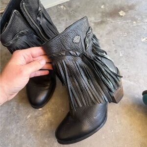 Harley Davidson Black Fringe Leather Boots